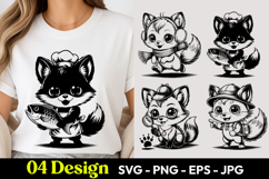 Cute Black Fox SVG PNG Product Image 1