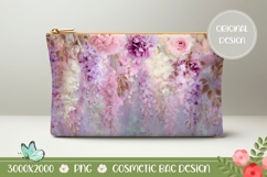 Wisteria Cosmetic Bag Template, Floral Cosmetic Bag Design Product Image 1