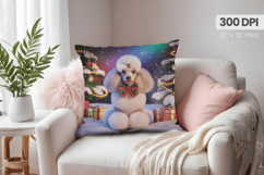 Winter Dog Christmas PNG, Winter Wonderland Pillow Design Product Image 1