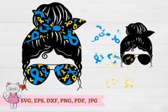 Messy Bun png, Down Syndrome Awareness svg, Blue And Yellow Product Image 2