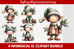 Whimsical Elf Clipart | Cute Christmas Elf PNG Illustration Product Image 1