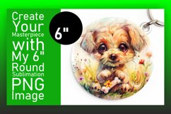 Cute Watercolor Animal &amp; Floral Round Design Keychain PNG Product Image 1