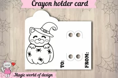 Halloween cat in a pumpkin svg, coloring crayon holder card Product Image 2
