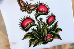 Retro Tattoo Venus Flytrap Clipart PNG, Traditional Tattoo Product Image 4