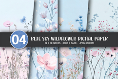 Blue Sky Wildflower Digital Paper Product Image 1