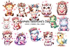 Animals Valentine’s Day Clipart|Clipart sublimation Designs Product Image 1