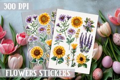 Spring sticker Sheet Garden Flowers Botanical Sunflowers Product Image 1
