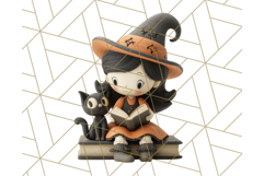 Retro Halloween Clipart Vintage PNG Graphics, 50s Holiday Product Image 3