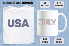 4th July Alphabet png clipart, independence letters doodle Product Image 7