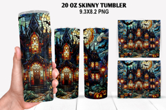 House Skinny Tumbler 20oz Wrap Design, Halloween Tumbler Product Image 1