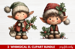 Whimsical Elf Clipart | Cute Christmas Elf PNG Illustration Product Image 1