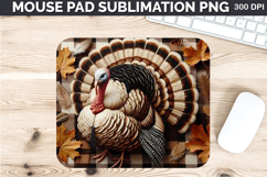 Watercolor Turkey Mouse Pad Sublimation - Thanksgiving PNG Product Image 1