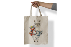Cute Alpaca with Backpack Reading a Book Watercolor PNG Product Image 6
