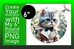 Creative Circle PNG Keychain Artwork , Cute Cat Product Image 1