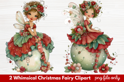 2 Whimsical Christmas Fairy Clipart | Cute Holiday Fairy PNG Product Image 1