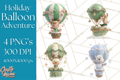 Winter Hot Air Balloon Clip Art for Crafts &amp; Design Product Image 1