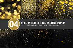 Gold Bokeh Glitter Digital Paper Product Image 1