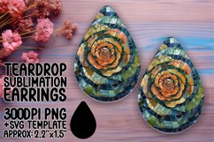 Sparkly Mosaic Flower Teardrop Earring Design Product Image 1