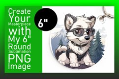 Mountain Trailblazer Pup Circle Design Sublimation Keychain Product Image 1