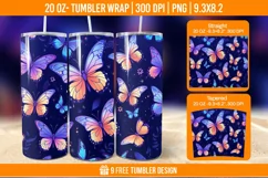 3D Cute Butterfly Tumbler Wrap Designs, Sublimation Wrap Product Image 1