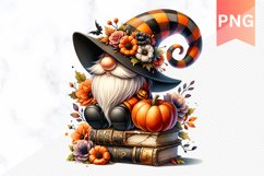 Halloween Gnome Books Sublimation - Halloween Clipart PNG Product Image 1
