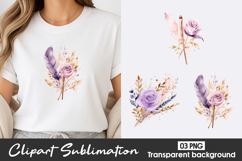 Purple Floral Watercolor Clipart PNG Product Image 1
