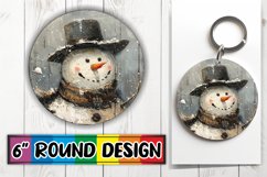 Holiday Snowman Round Keychain Design Sublimation Winter Product Image 1
