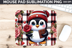 Watercolor Penguins Mouse Pad Sublimation - Valentines PNG Product Image 1