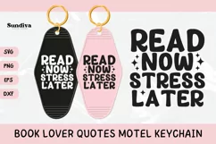 Book Lover Motel Keychain SVG | Read Now Stress Later Product Image 1