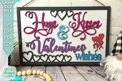 Hugs and Kisses Valentines wishes Sign Glowforge laser cut Product Image 3