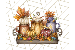 Fall Drink Clipart PNG, Cozy Autumn Cocoa and Latte Art Product Image 3