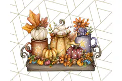 Fall Drink Clipart PNG, Cozy Autumn Cocoa and Latte Art Product Image 3