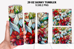 Florals Skinny Tumbler 20oz Wrap Design, Winter Tumbler PNG Product Image 1