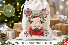 Winter Highland Cow Santa Sack Template, Cute Gift Bag Product Image 1