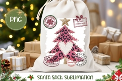 Pink Leopard Christmas Tree Santa Sack, Merry Christmas Bag Product Image 1