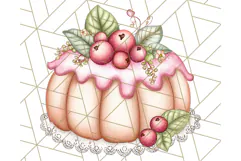 Christmas Cake Clipart PNG, Cottagecore Holiday Desserts Product Image 3