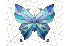 Stained Glass Butterfly PNG Colorful Clipart for Sublimation Product Image 3