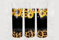 Custom Sunflower Leopard Black Glitter 20 oz skinny tumbler Product Image 2