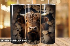 3D Highland Cow Cracked Hole PNG Tumbler Design Product Image 1