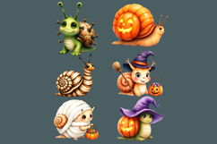 Halloween Snail Clipart PNGs Cute Snails in Costumes - 24png Product Image 3