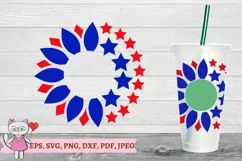 Sunflower American Flag svg for Full Wrap Venti Cold Cup 24 Product Image 1
