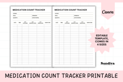 Medication Count Tracker Printable 1 | Medication Log Product Image 1