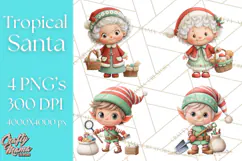 Tropical Santa Clipart Beach Christmas Clip Art Holiday PNG Product Image 1
