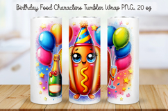 Birthday Food Character Tumbler Wrap PNG 20 oz Product Image 1
