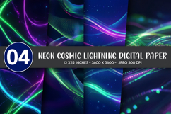 Neon Cosmic Lightning Digital Paper Product Image 1