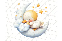Sleeping Baby Animals PNG, Moon and Stars Nursery Clipart Product Image 3