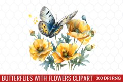 Butterflies With Flowers Clipart Product Image 1