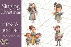 Christmas Carolers Clipart PNG, Holiday Choir Clip Art Product Image 1
