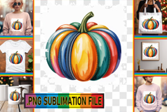 Elegant PNG Designs for TSHIRTS, Pumpkin Watercolor Product Image 1