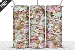 3D White Flowers Tumbler Wrap | Sublimation Design | Tumbler Product Image 1